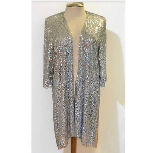 Torrid 2 (2X 18/20) Silver Sparkle Kimono Open Front Hi Lo Hem Kimono Top Blouse